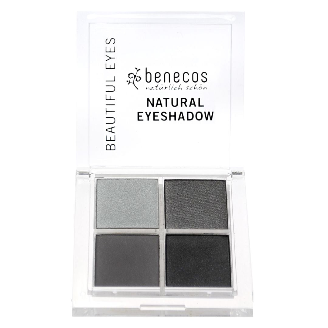 benecos natural quattro eyeshadow in smokey eyes.