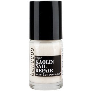 benecos vegan nail repair with kaolin, contains white clay.
