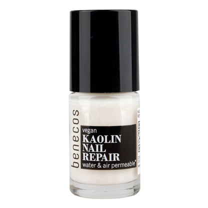 Bottle of benecos Kaolin Nail Repair on a white background
