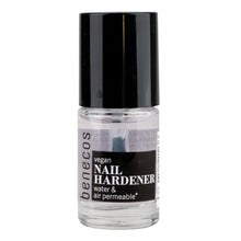 Bottle of benecos nail hardener on a white background