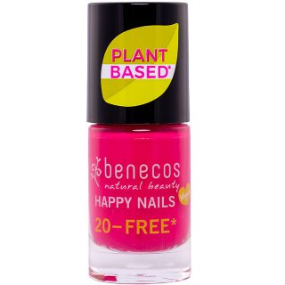 Benecos plant based nail polish Oh Lala is a bright summer pink shade.
