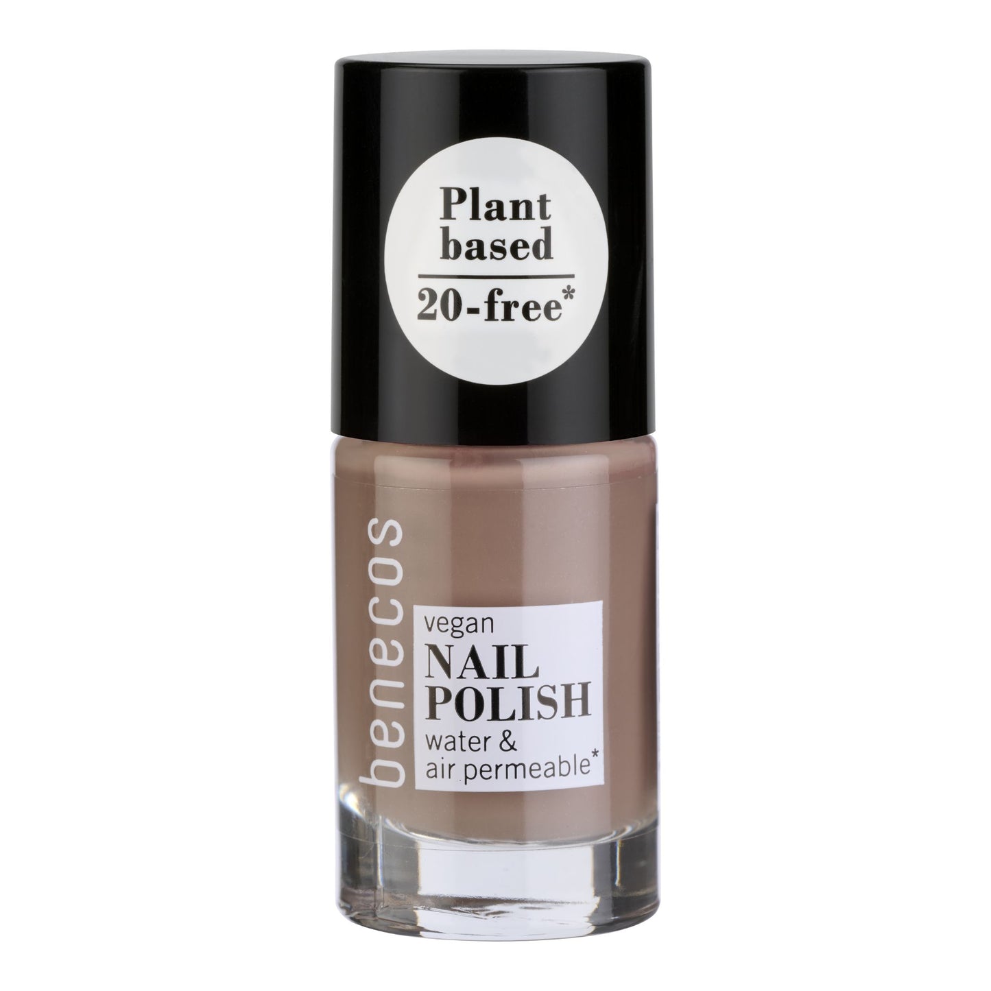 Benecos vegan nail polish bottle on a white background