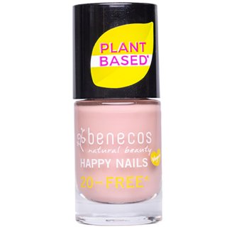 Benecos plant based nail polish you-unique is a light caramel with pink shade with purple shimmer.