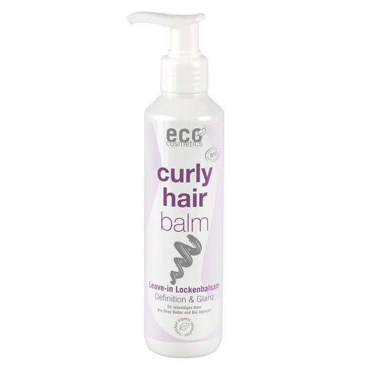 Eco Cosmetics curly hair balm bottle on a white background
