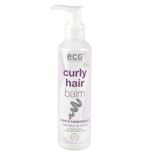 Bottle of eco cosmetics curly hair balm on a white background