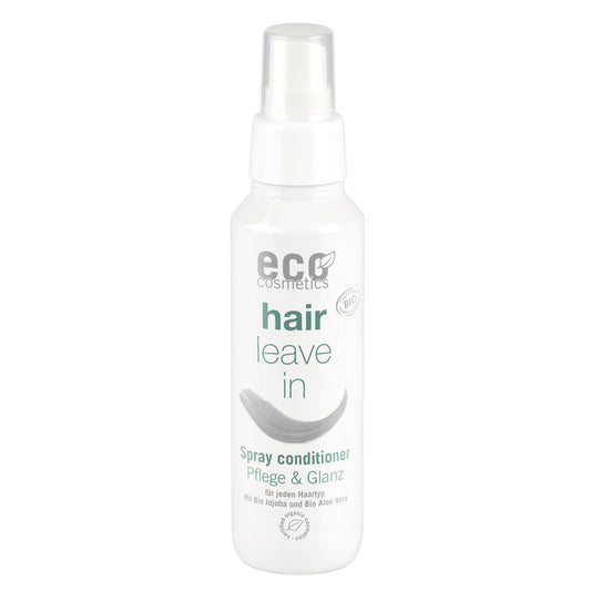 Eco Cosmetics hair leave-in spray conditioner bottle on a white background
