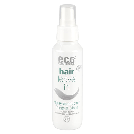 Eco Cosmetics hair leave-in spray conditioner bottle on a white background