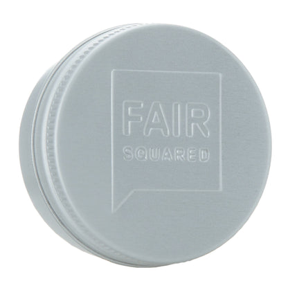 Fair Squared silver tin on white background