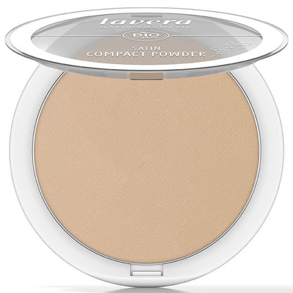 Lavera Satin Compact Powder Tanned 03 in a compact case