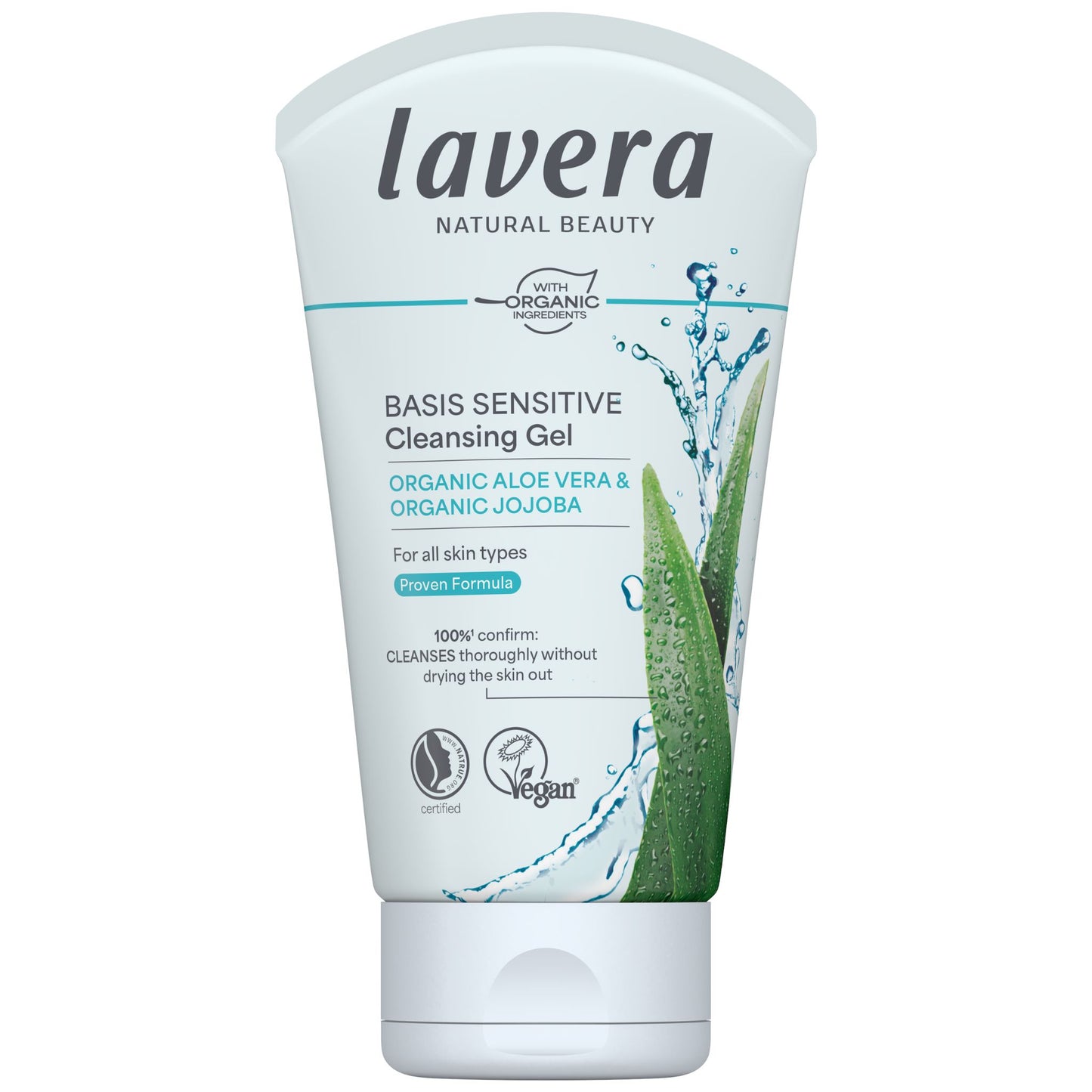 Lavera Basis Sensitive Cleansing Gel tube on a white background