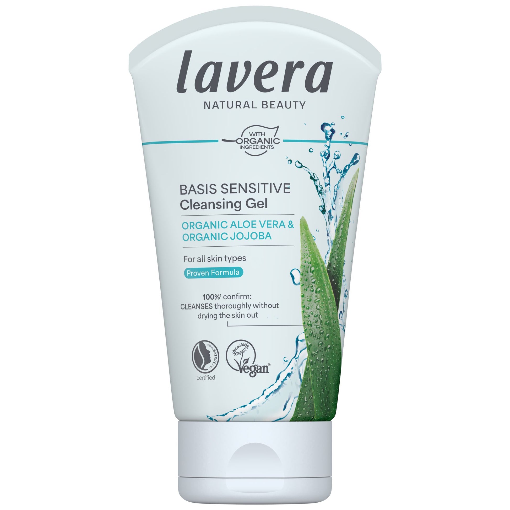 Lavera Basis Sensitive Cleansing Gel tube on a white background