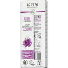 lavera Firming Eye Cream with triple effect hyaluronic acid and bakuchiol.  Tube in a box 
