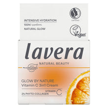 Lavera Natural Beauty Vitamin C 3in1 Intensive Hydration Cream in a white and orange box, featuring a citrus slice graphic on the lower right.