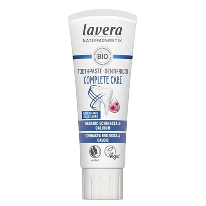 Lavera Complete Care Toothpaste with Organic Echinacea and Calcium. Fluoride Free. Certifed Vegan by the Vegan Society, Certified by NaTrue 