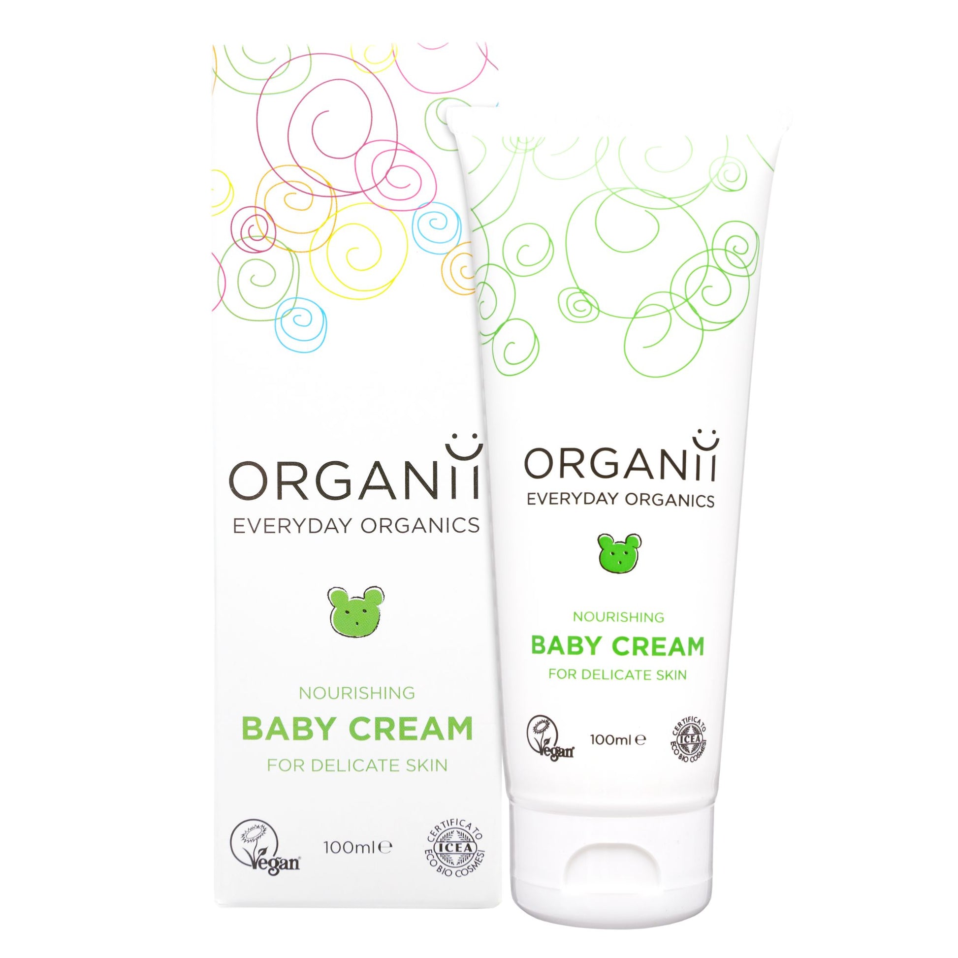 Organii Nourishing Baby Cream For Delicate Skin Tube and Box on white background