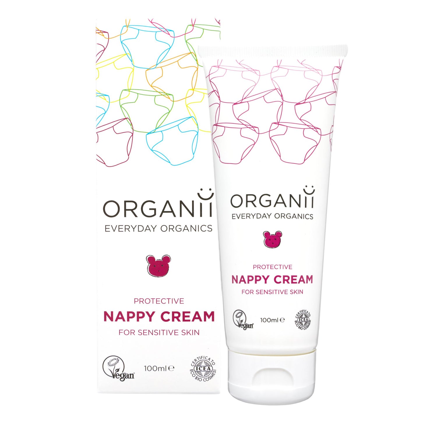 Organii Protective Nappy Cream for Sensitive Skin tube and a box on white background