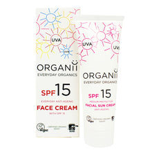 Organii Everyday Organics SPF15 Everyday anti-ageing Face Cream with SPF15 tube and box on white background