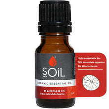 Soil Organic Essential Oil Mandarin in a brown glass bottle with a screw top lid