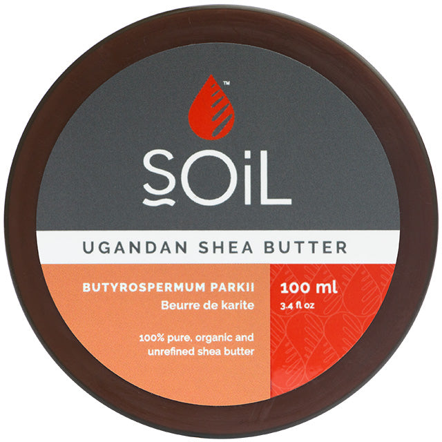 Soil Ugandan Shea Butter . 1005 Pure, organic and unrefined shea butter in a tin. 
