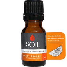 Soil Organic Essential Oil Sweet Orange in a brown glass bottle with a screw top lid