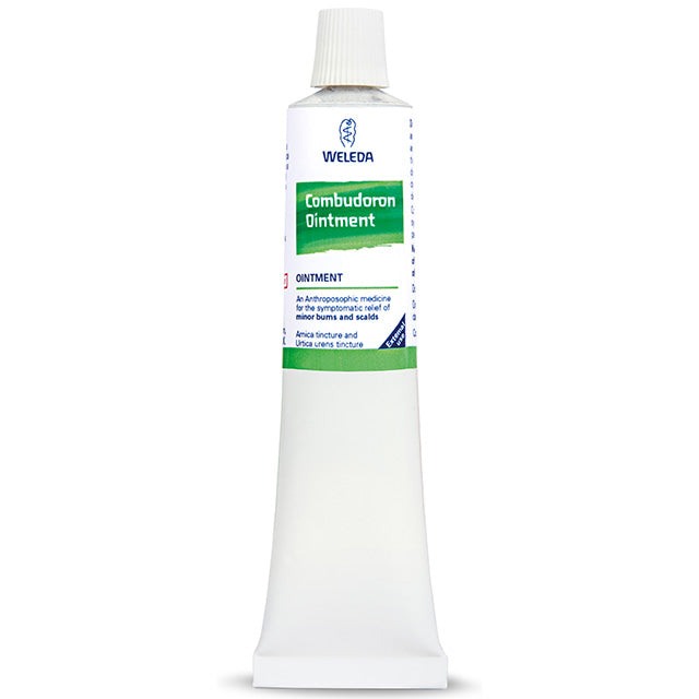 Weleda Combudoron Ointment in a tube with a screw top lid. 