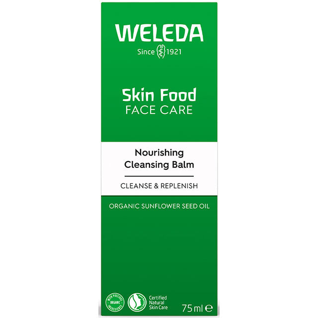 Weleda Skin Food Nourishing Cleansing Balm with organic sunflower seed oil to cleanse and replenish skin