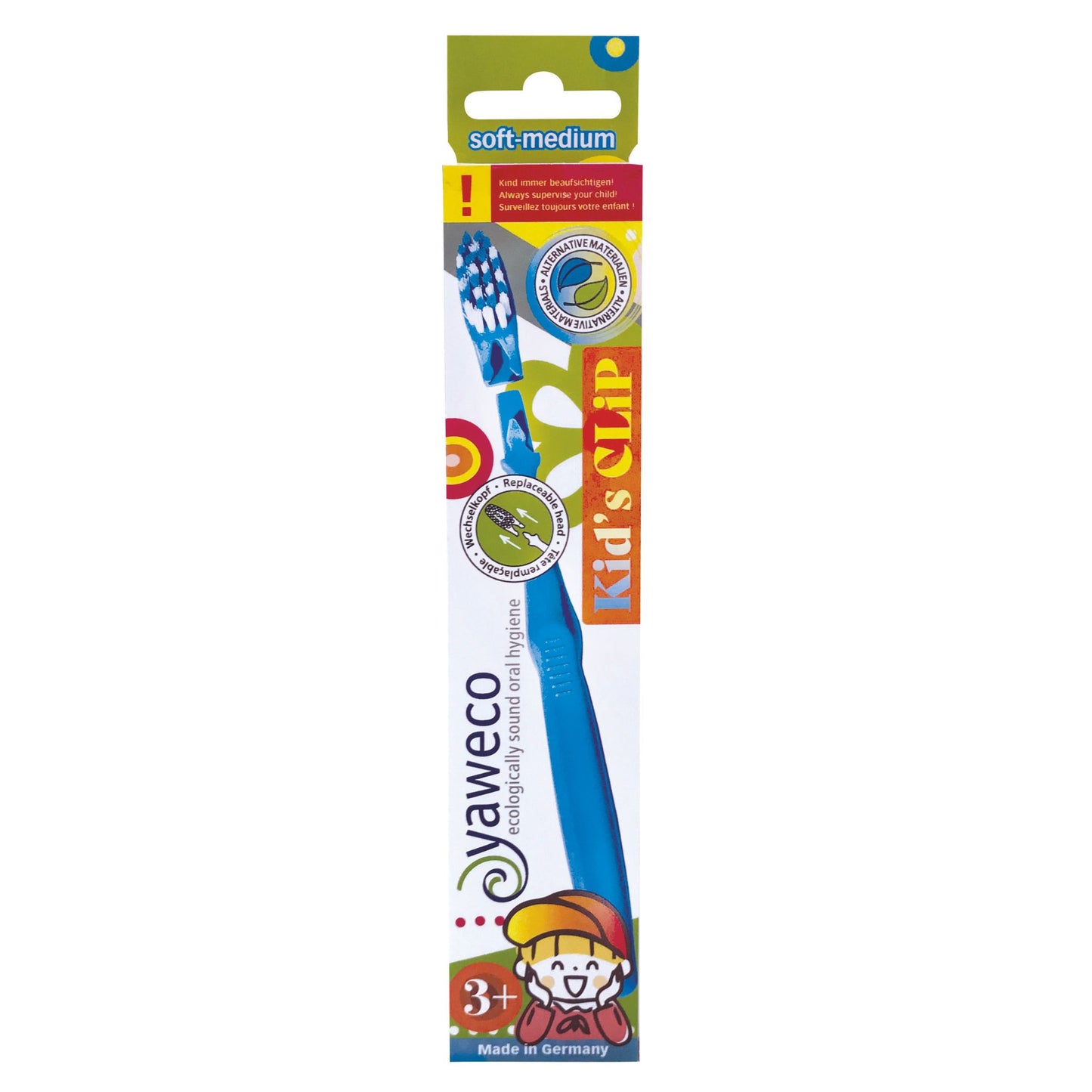 Yaweco Kids Clip toothbrush packaging on a white background