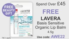 All Natural Me Spend Over 45 and Get a Free Lavera Basis Sensitive Organic Lip Balm. Use Code AWE22 at checkout