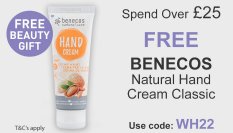 spend over £25 and get a free benecos natural hand cream classic