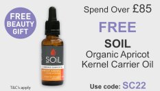 spend over £85 and get a free Soil Apricot Carrier Oil