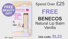 spend over £25 and get a free Benecos Lip Balm Vanilla Use Code SL22