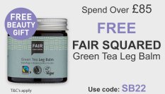 spend over £85 and get a free Fair Squared Leg Balm Use Code SB22