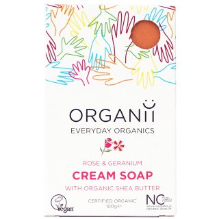 organii rose and geranium cream soap vegan soap