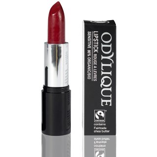 odylique natural lipstick cherry red fair trade red lipstick