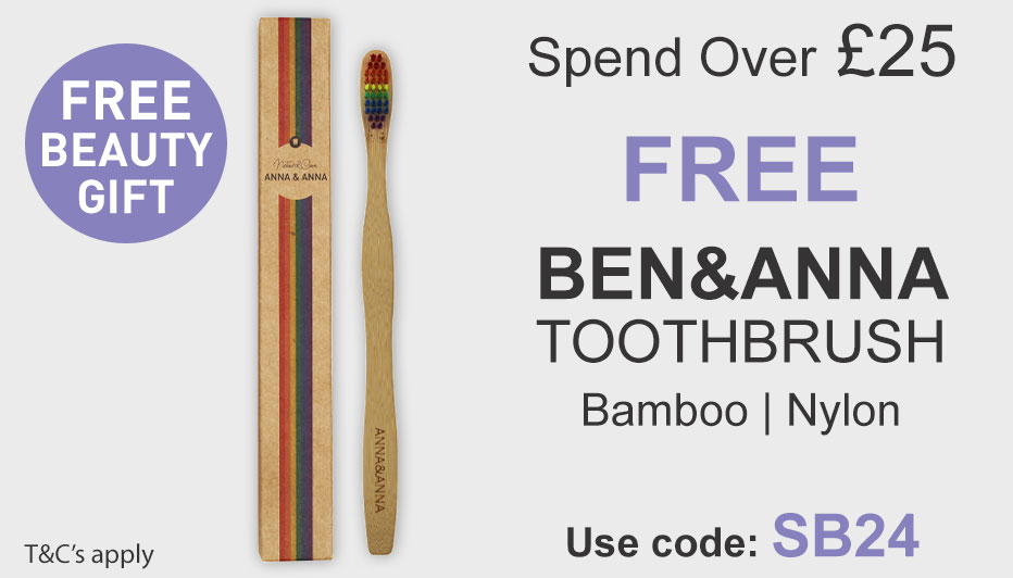 All Natural Me Spend Over 25 and get a Free Ben and Anna Toothbrush. Use Code SB24 at checkout