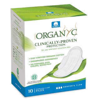 organyc organic sanitary pads moderate flow organic cotton