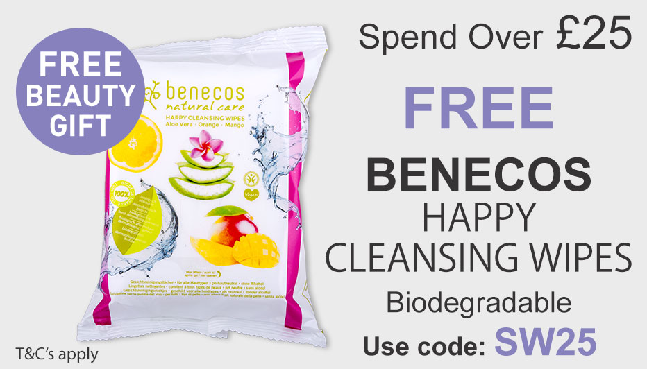 All Natural Me Spend Over £25 and get a Free Benecos Happy Cleansing Wipe. Use Code SW25