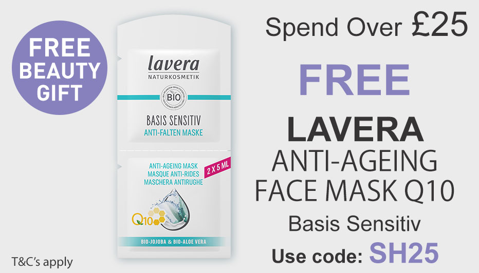All Natural Me Spend Over 25 and get a Free Lavera Anti-Ageing Q10 Face Mask. Use Code SH25 at checkout.