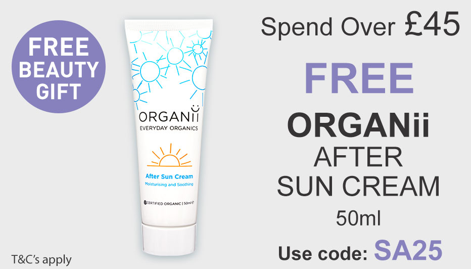 All Natural Me Spend Over 45 and Get a Free Organii After Sun 50ml. Use code SA25 at checkout.